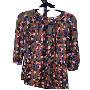 BODEN Vibrant  Polka-dots Silk Top Sz 8